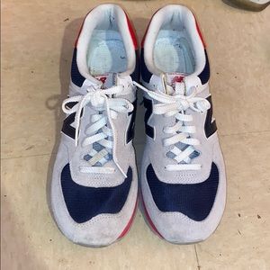 New Balance 574 Classic Grey Navy Blue Red